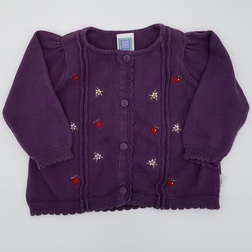 Little Me Embroidered Apple Sweater Scalloped 6m